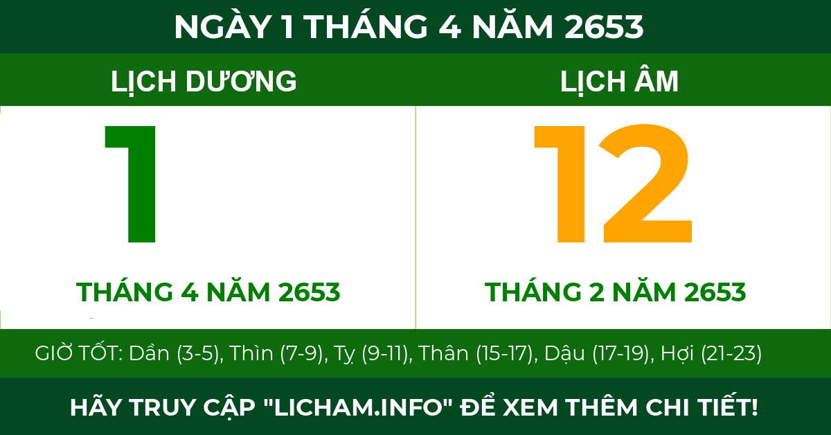 lịch âm ngày 1 tháng 4 năm 2653