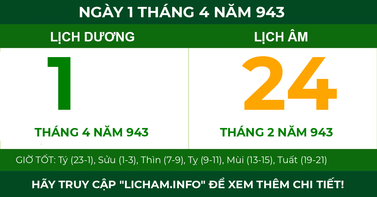 lịch âm ngày 1 tháng 4 năm 943