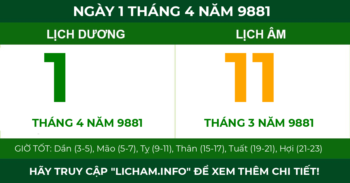lịch âm ngày 1 tháng 4 năm 9881