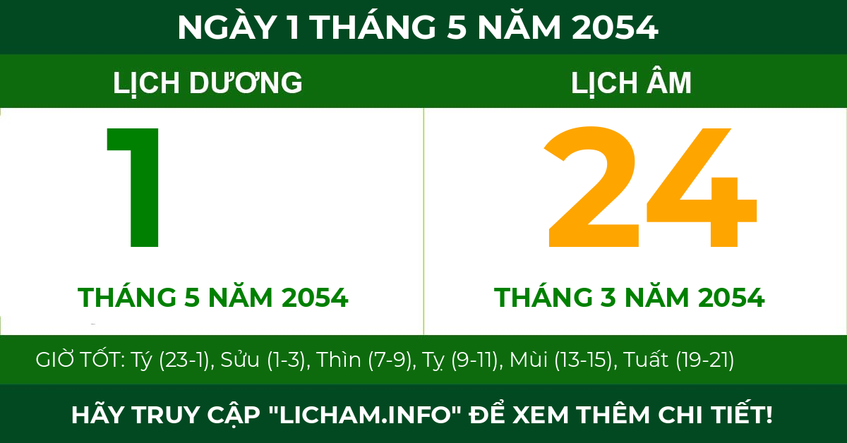 lịch âm ngày 1 tháng 5 năm 2054