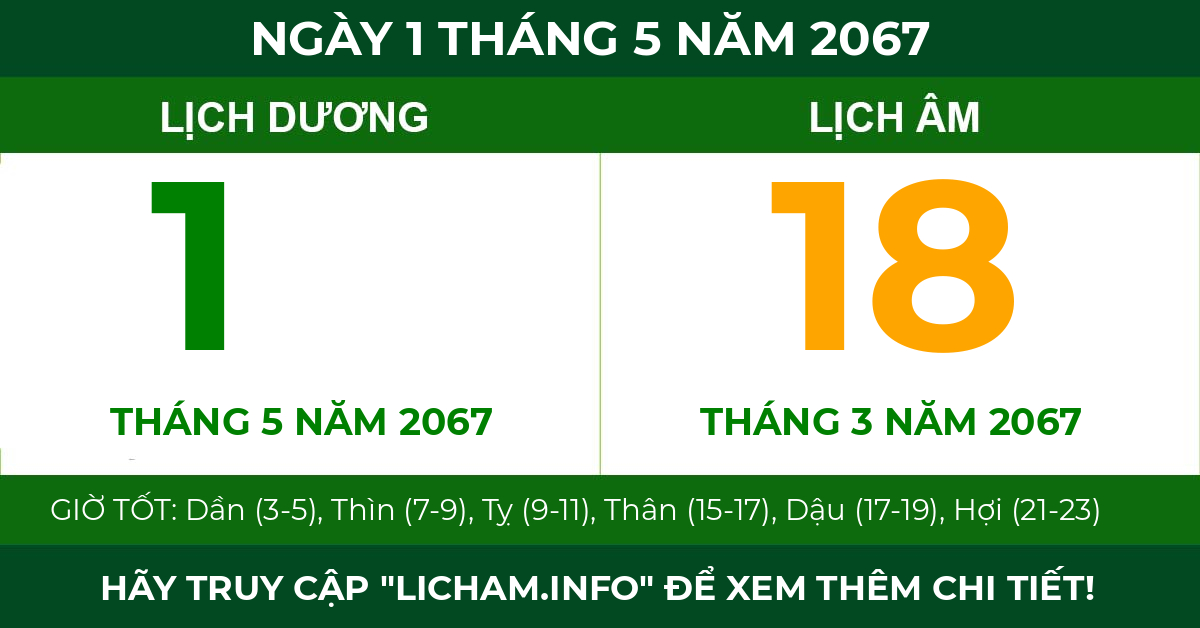 lịch âm ngày 1 tháng 5 năm 2067