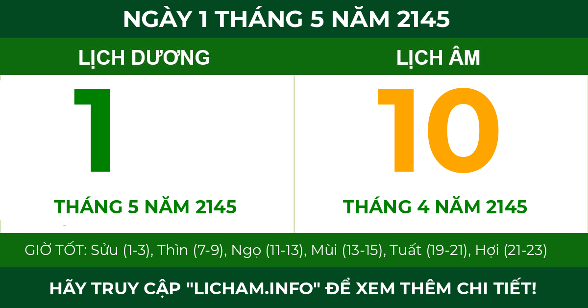 lịch âm ngày 1 tháng 5 năm 2145