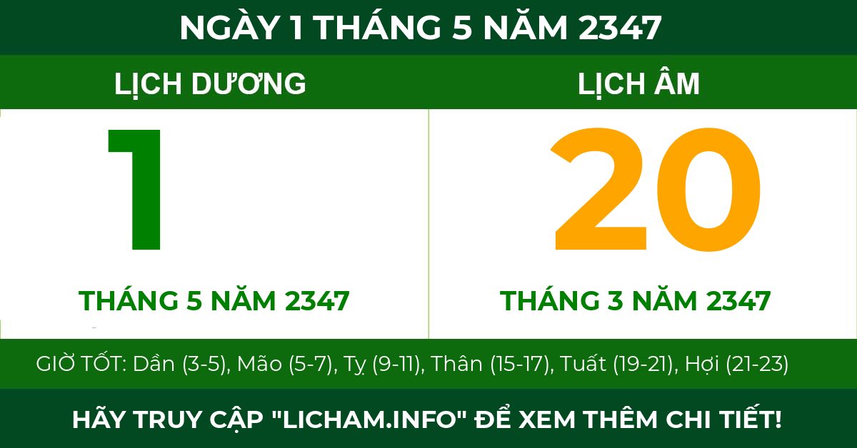 lịch âm ngày 1 tháng 5 năm 2347