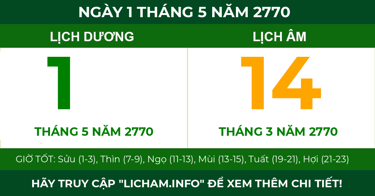 lịch âm ngày 1 tháng 5 năm 2770