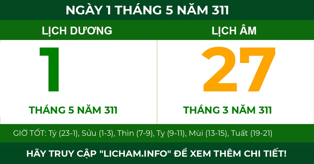 lịch âm ngày 1 tháng 5 năm 311