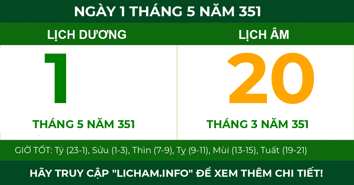lịch âm ngày 1 tháng 5 năm 351
