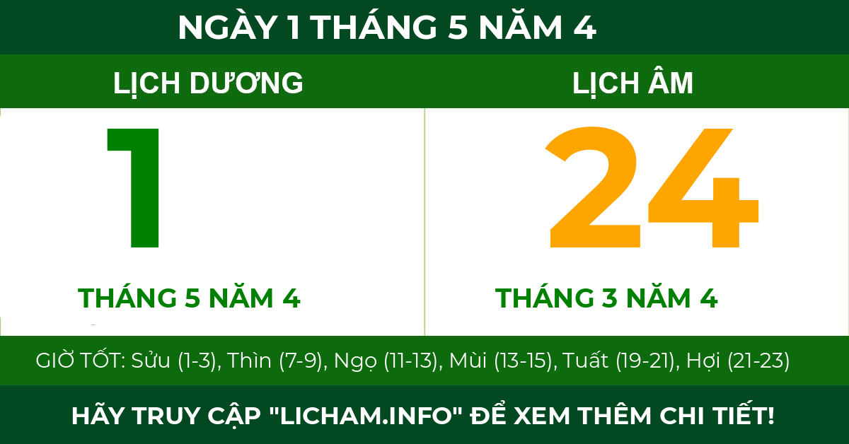 lịch âm ngày 1 tháng 5 năm 4