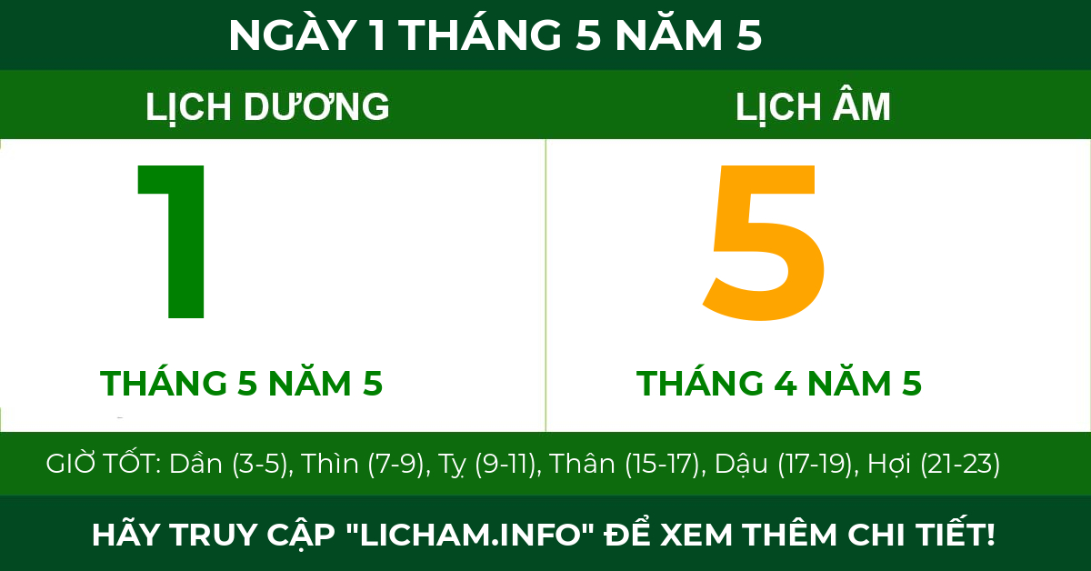 lịch âm ngày 1 tháng 5 năm 5