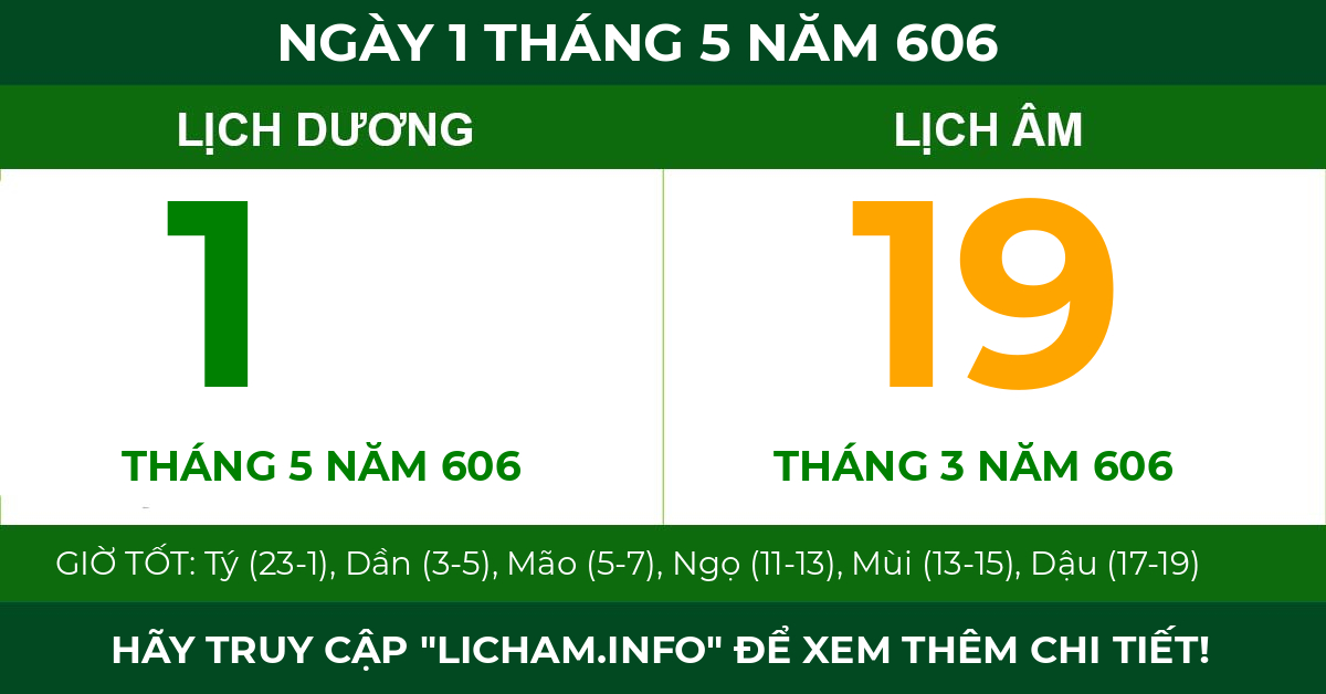 lịch âm ngày 1 tháng 5 năm 606