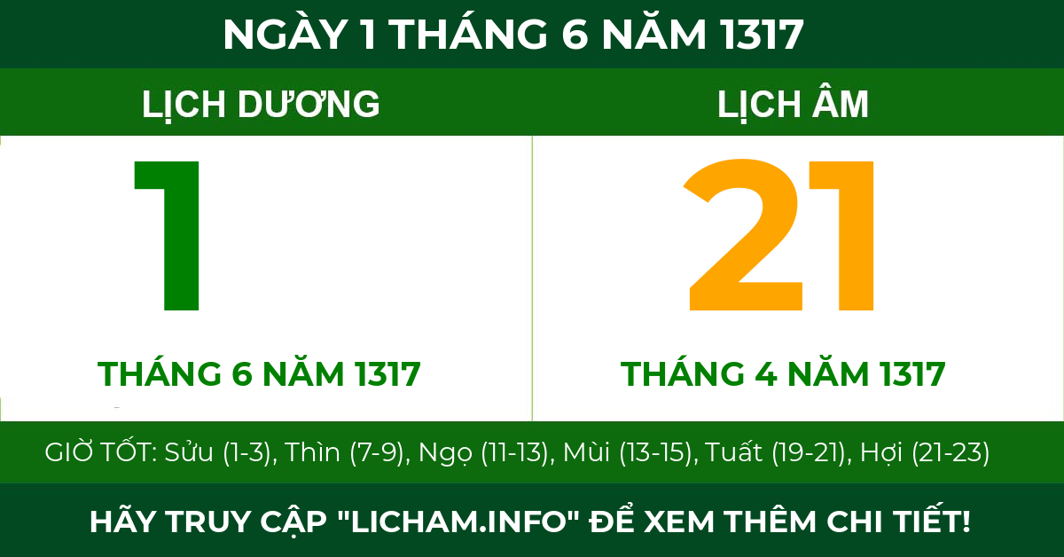 lịch âm ngày 1 tháng 6 năm 1317