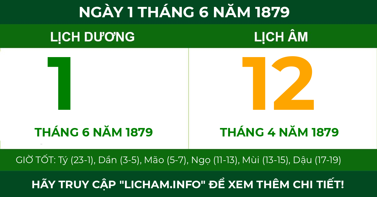 lịch âm ngày 1 tháng 6 năm 1879