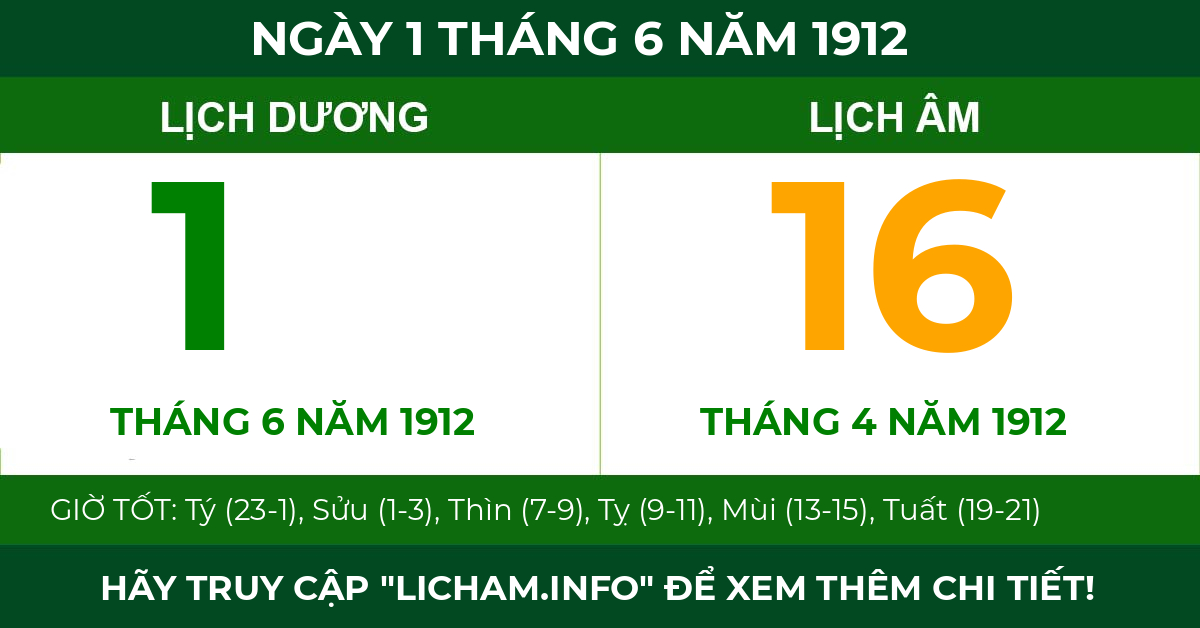 lịch âm ngày 1 tháng 6 năm 1912
