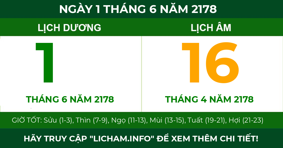 lịch âm ngày 1 tháng 6 năm 2178