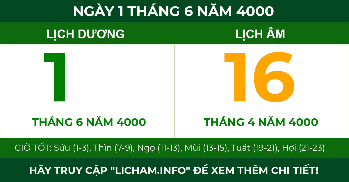 lịch âm ngày 1 tháng 6 năm 4000