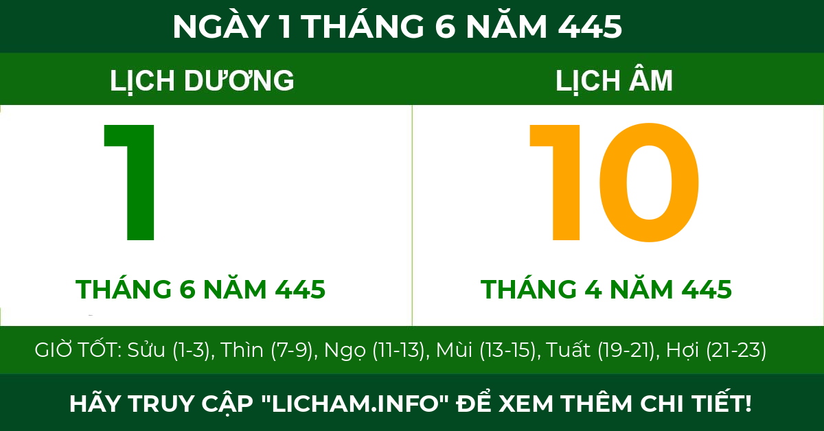 lịch âm ngày 1 tháng 6 năm 445