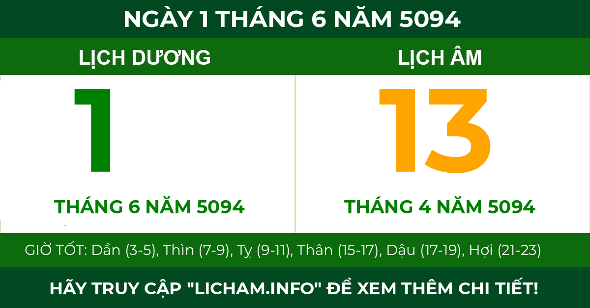 lịch âm ngày 1 tháng 6 năm 5094