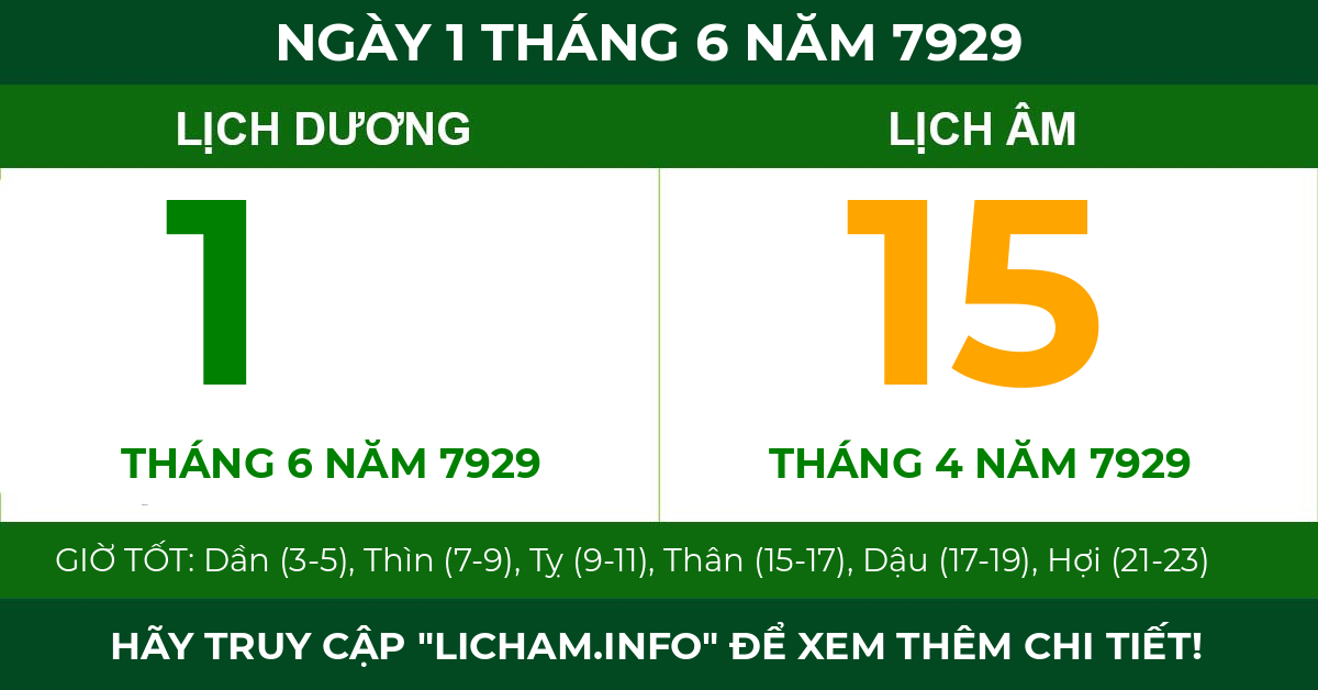 lịch âm ngày 1 tháng 6 năm 7929
