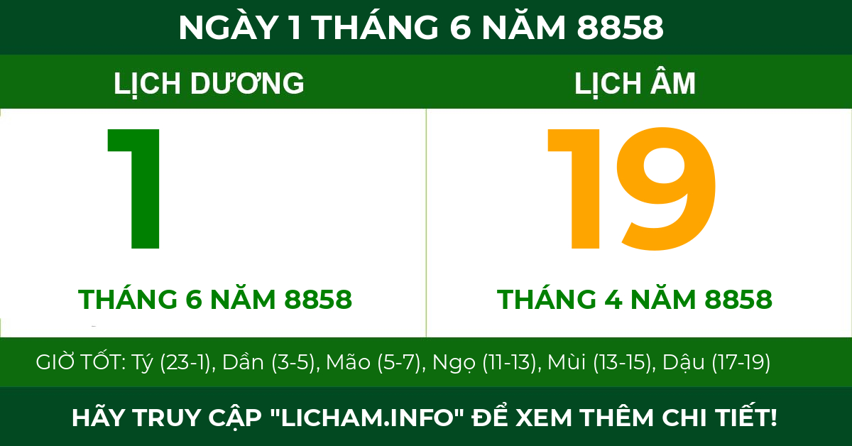 lịch âm ngày 1 tháng 6 năm 8858