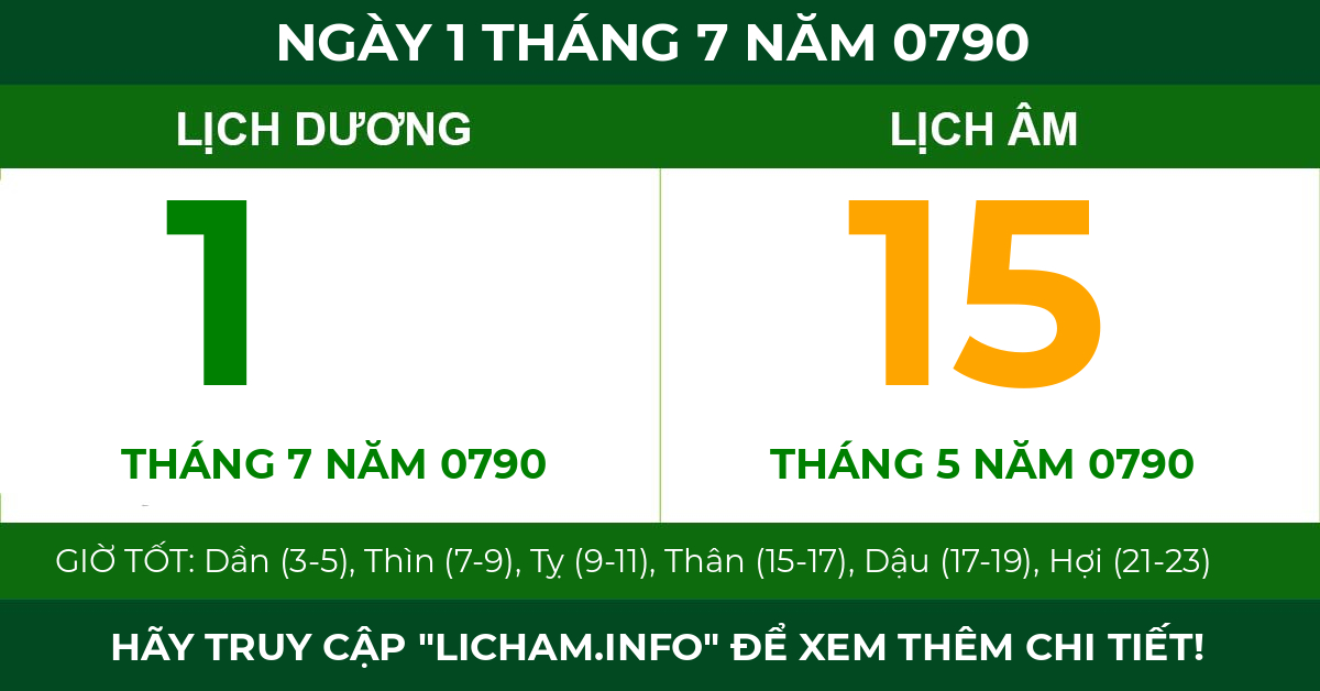 lịch âm ngày 1 tháng 7 năm 0790