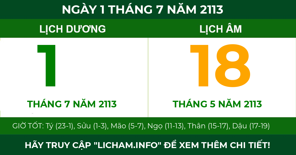 lịch âm ngày 1 tháng 7 năm 2113