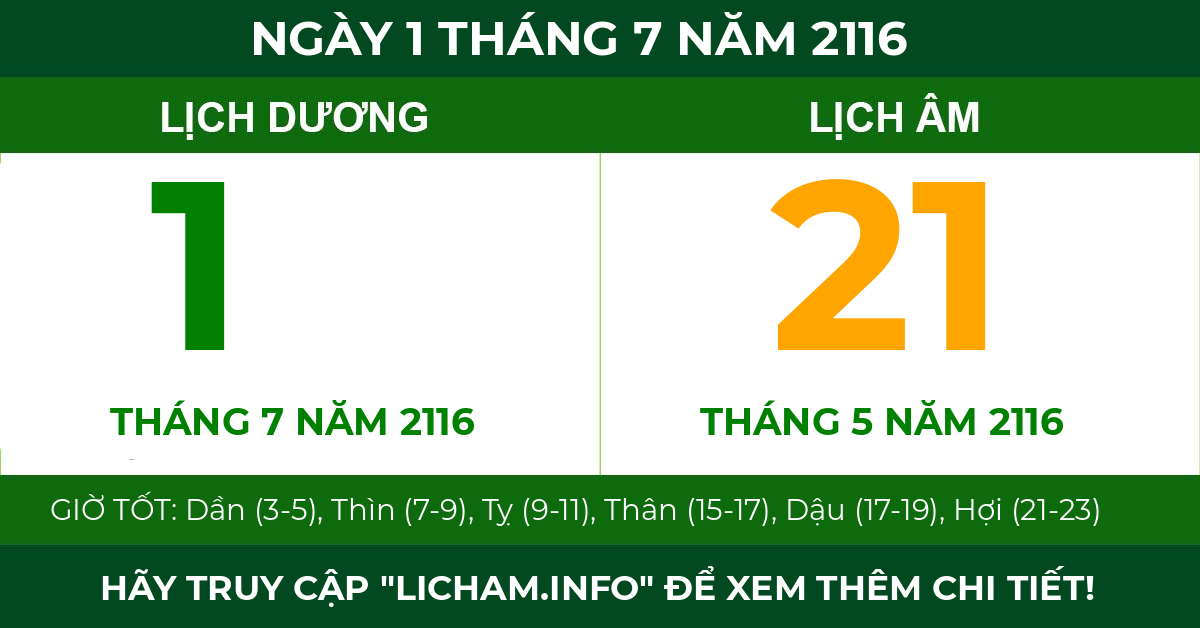 lịch âm ngày 1 tháng 7 năm 2116