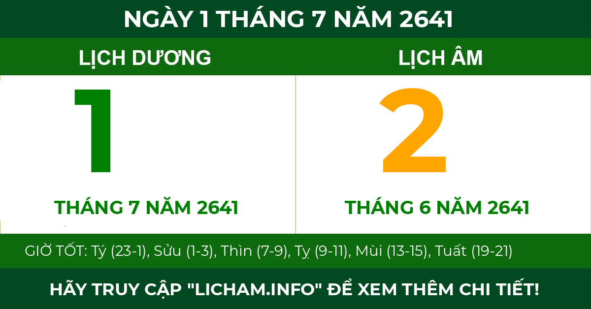 lịch âm ngày 1 tháng 7 năm 2641