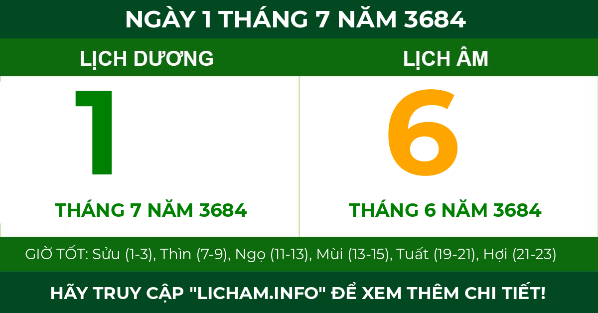 lịch âm ngày 1 tháng 7 năm 3684