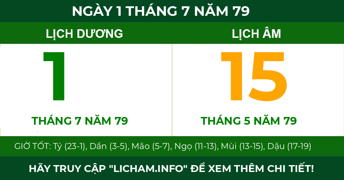 lịch âm ngày 1 tháng 7 năm 79