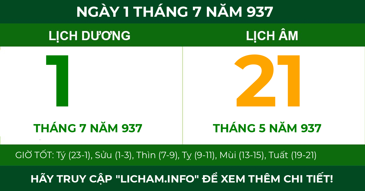 lịch âm ngày 1 tháng 7 năm 937