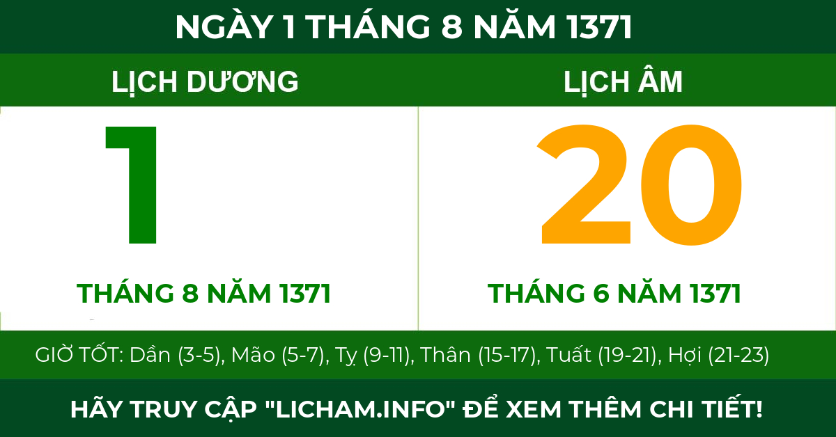 lịch âm ngày 1 tháng 8 năm 1371