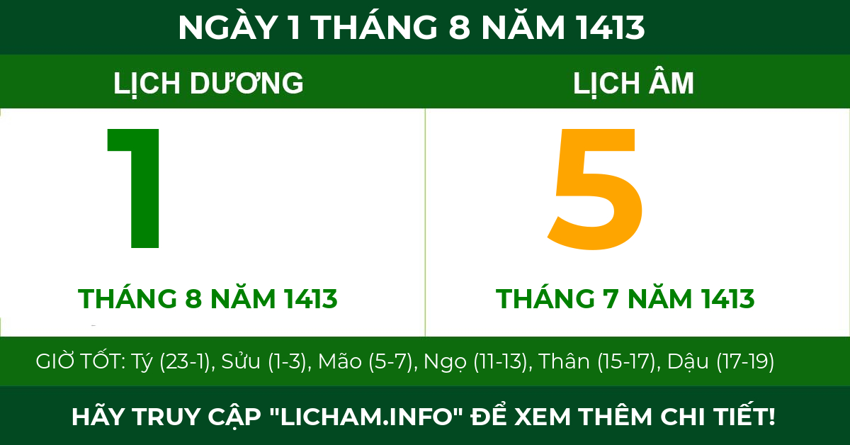 lịch âm ngày 1 tháng 8 năm 1413