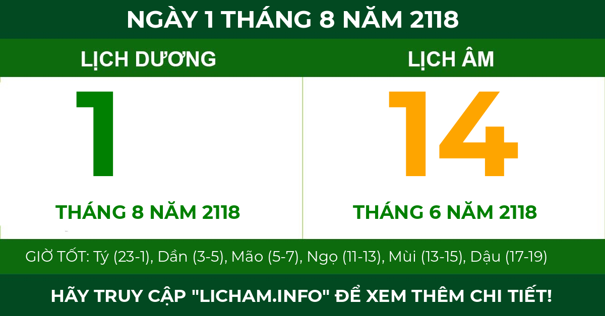 lịch âm ngày 1 tháng 8 năm 2118