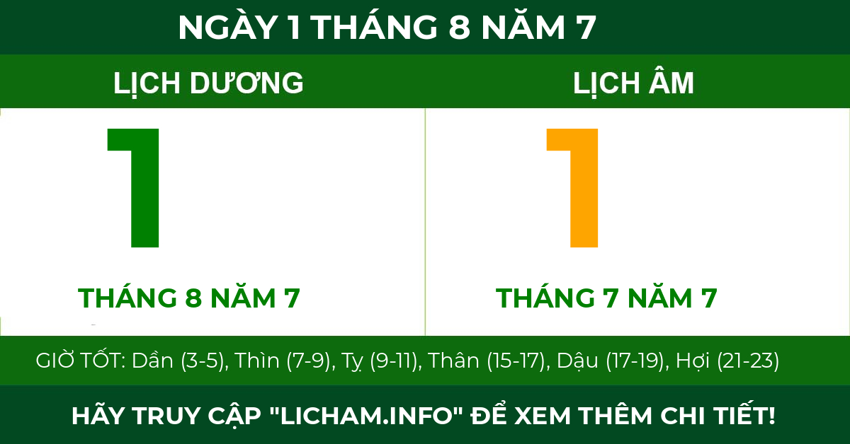 lịch âm ngày 1 tháng 8 năm 7