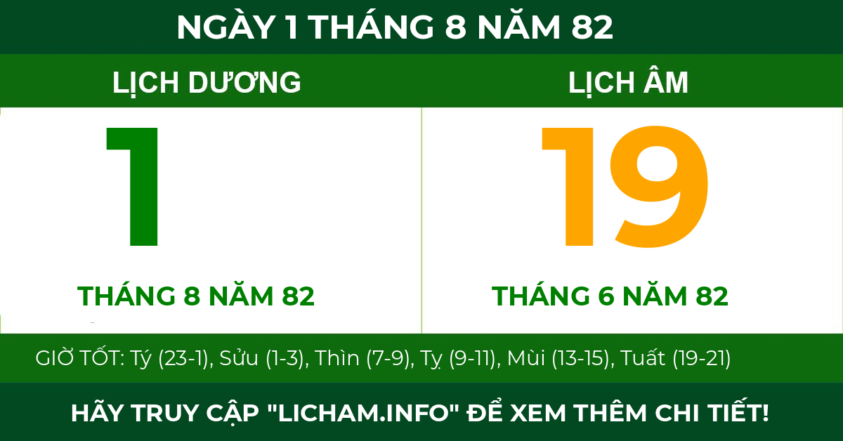 lịch âm ngày 1 tháng 8 năm 82