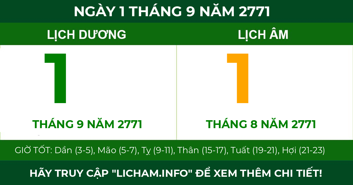 lịch âm ngày 1 tháng 9 năm 2771