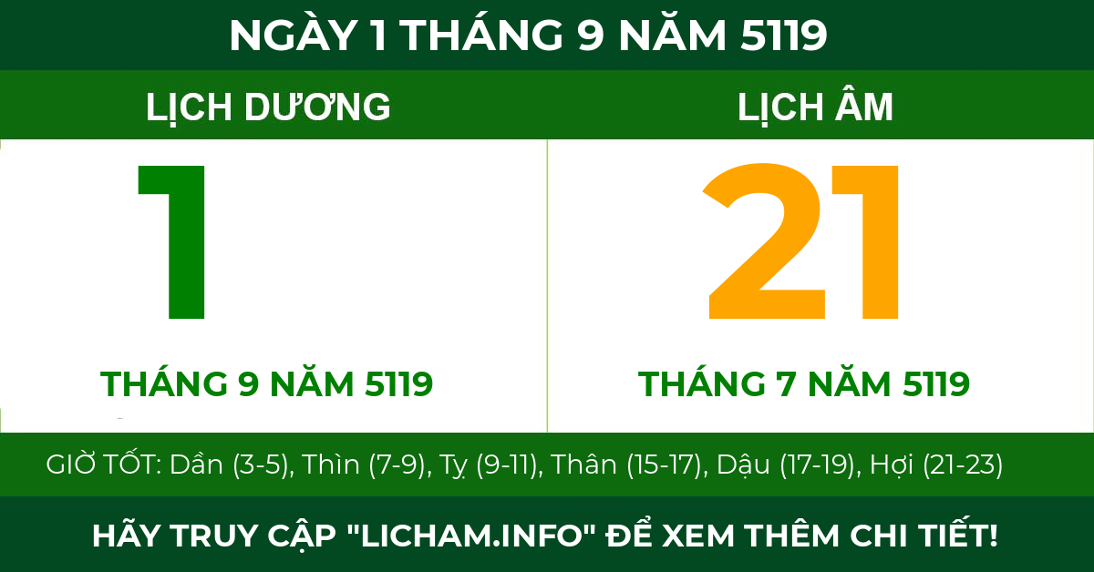lịch âm ngày 1 tháng 9 năm 5119