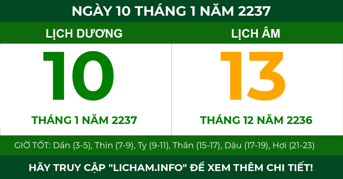 lịch âm ngày 10 tháng 1 năm 2237