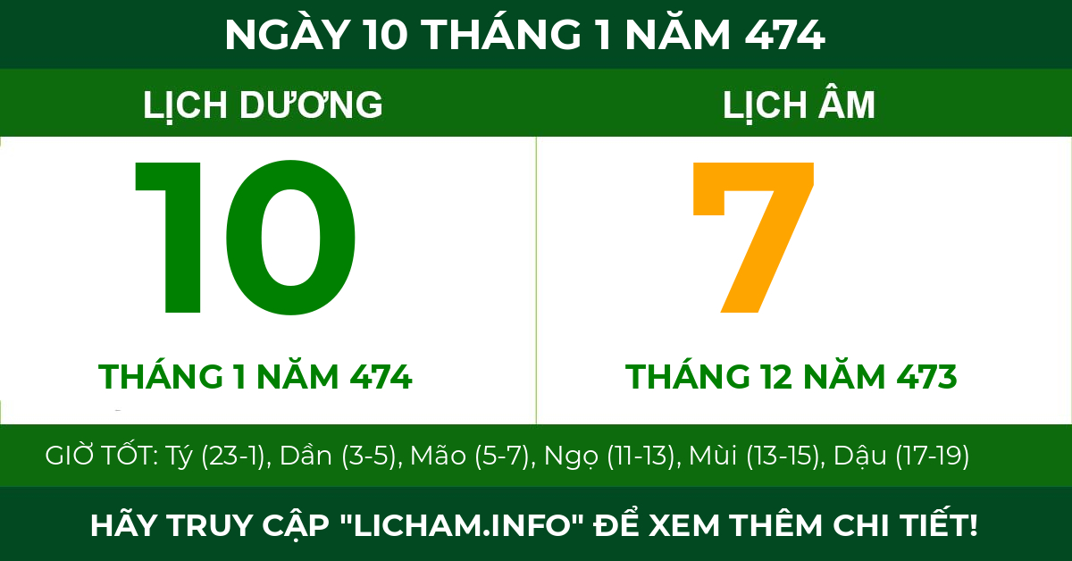 lịch âm ngày 10 tháng 1 năm 474