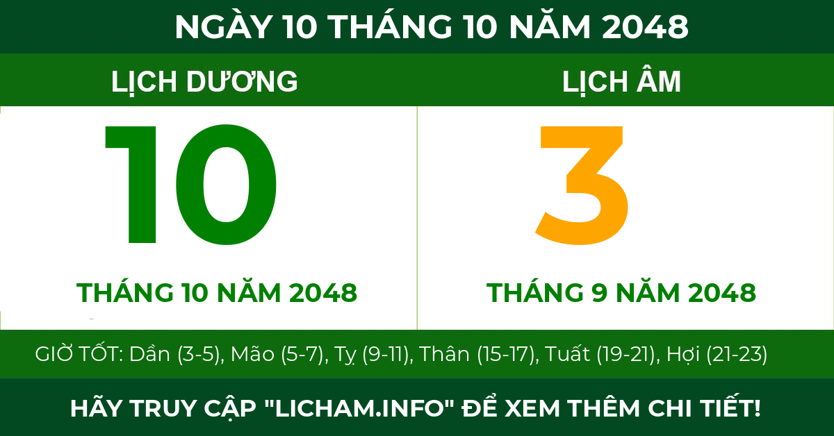 lịch âm ngày 10 tháng 10 năm 2048