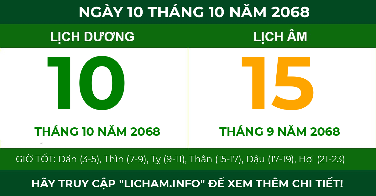 lịch âm ngày 10 tháng 10 năm 2068
