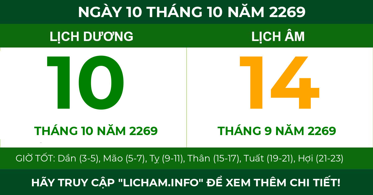 lịch âm ngày 10 tháng 10 năm 2269