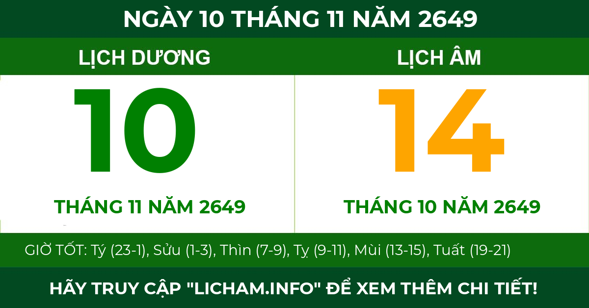 lịch âm ngày 10 tháng 11 năm 2649