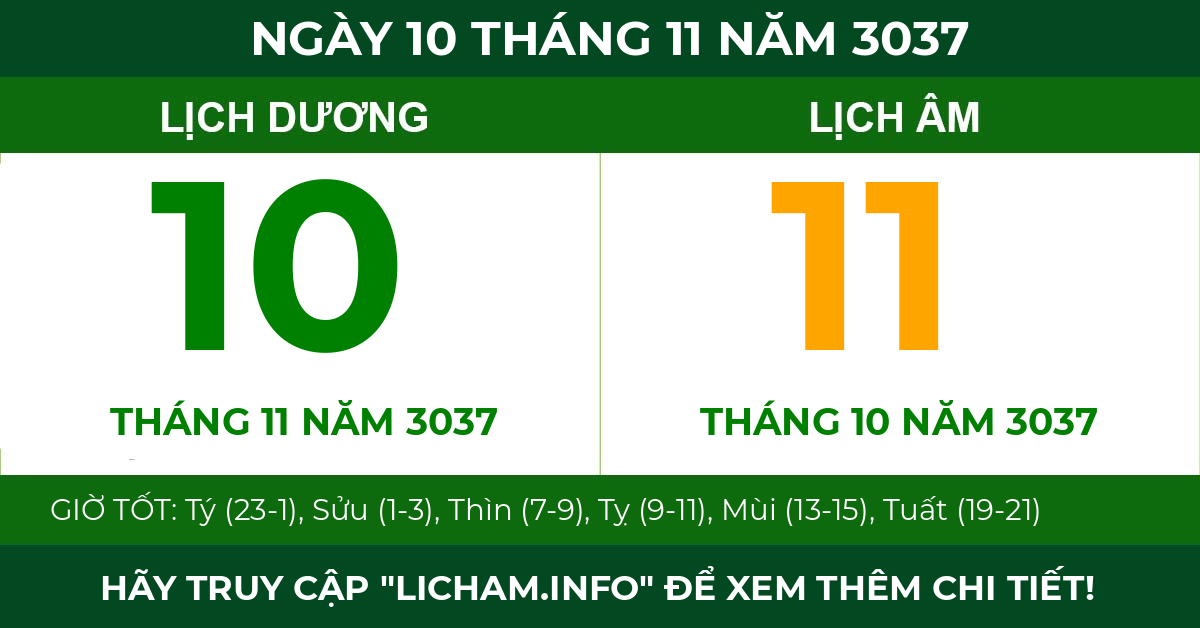 lịch âm ngày 10 tháng 11 năm 3037