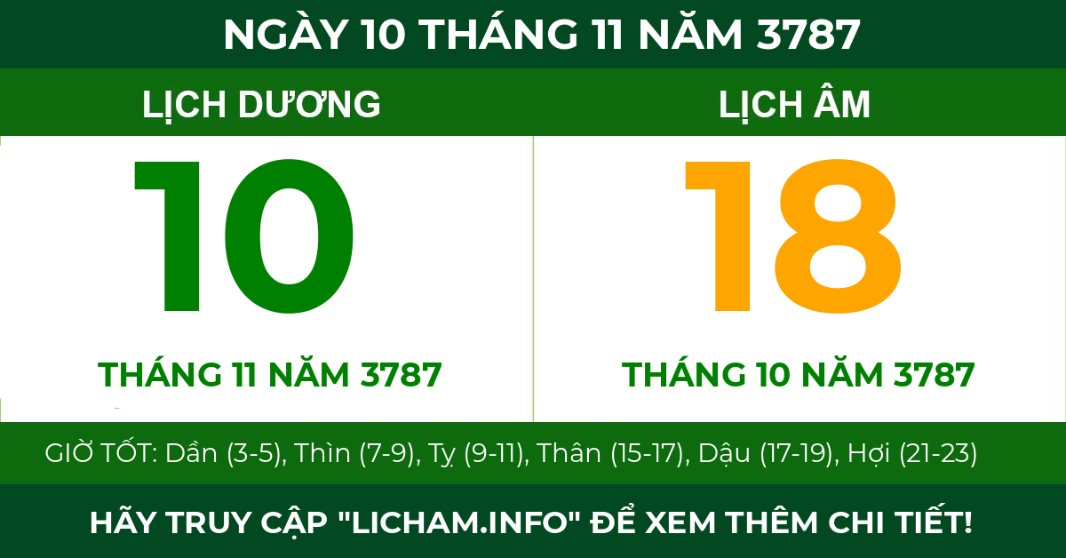lịch âm ngày 10 tháng 11 năm 3787