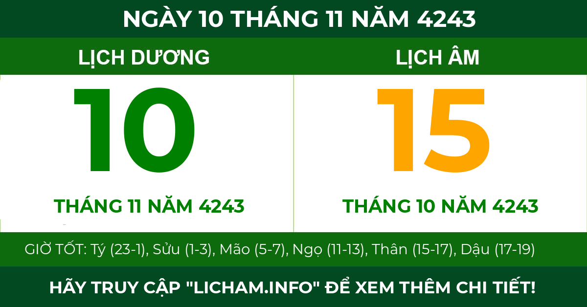 lịch âm ngày 10 tháng 11 năm 4243