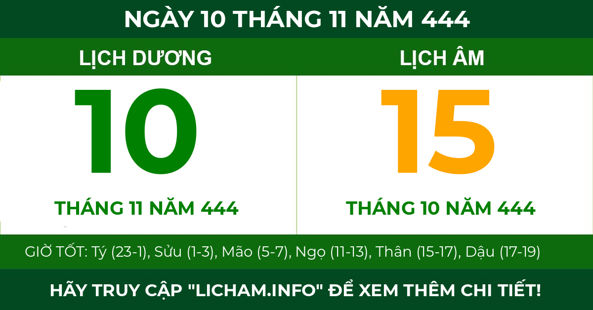 lịch âm ngày 10 tháng 11 năm 444