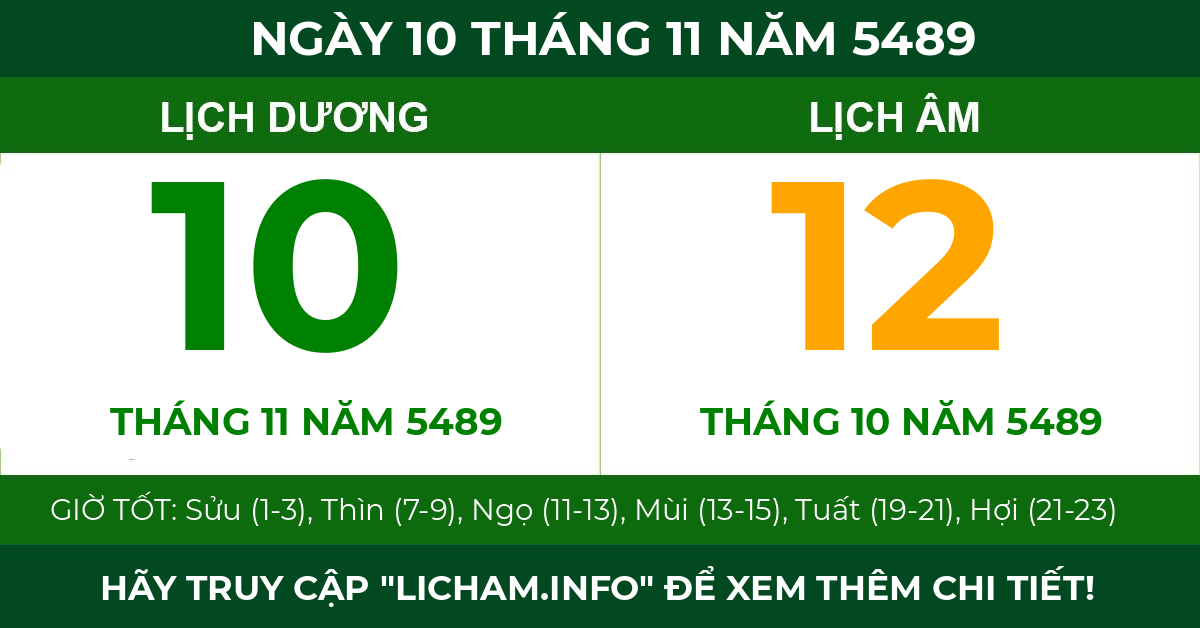lịch âm ngày 10 tháng 11 năm 5489