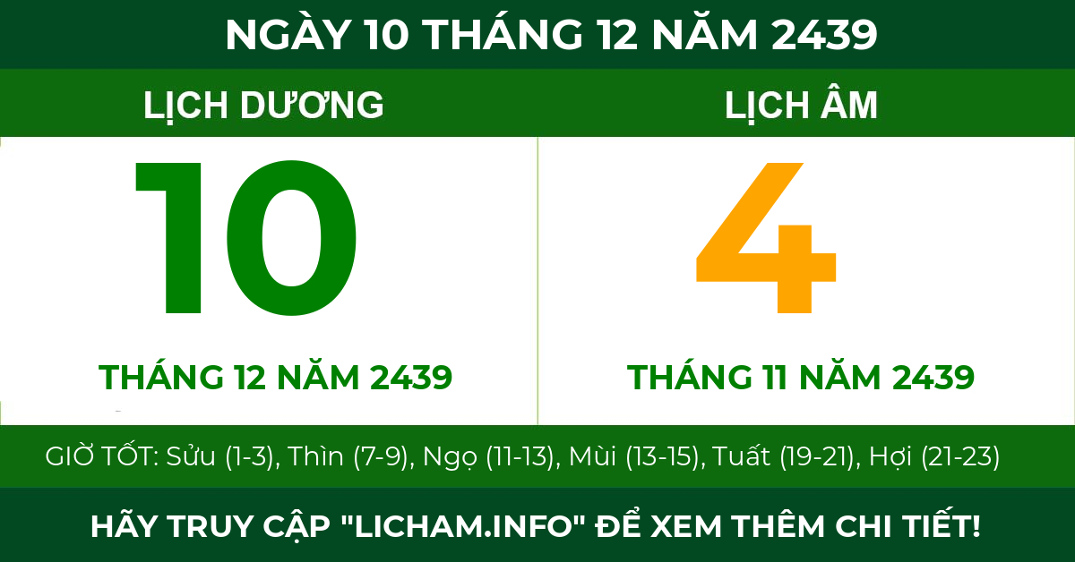 lịch âm ngày 10 tháng 12 năm 2439