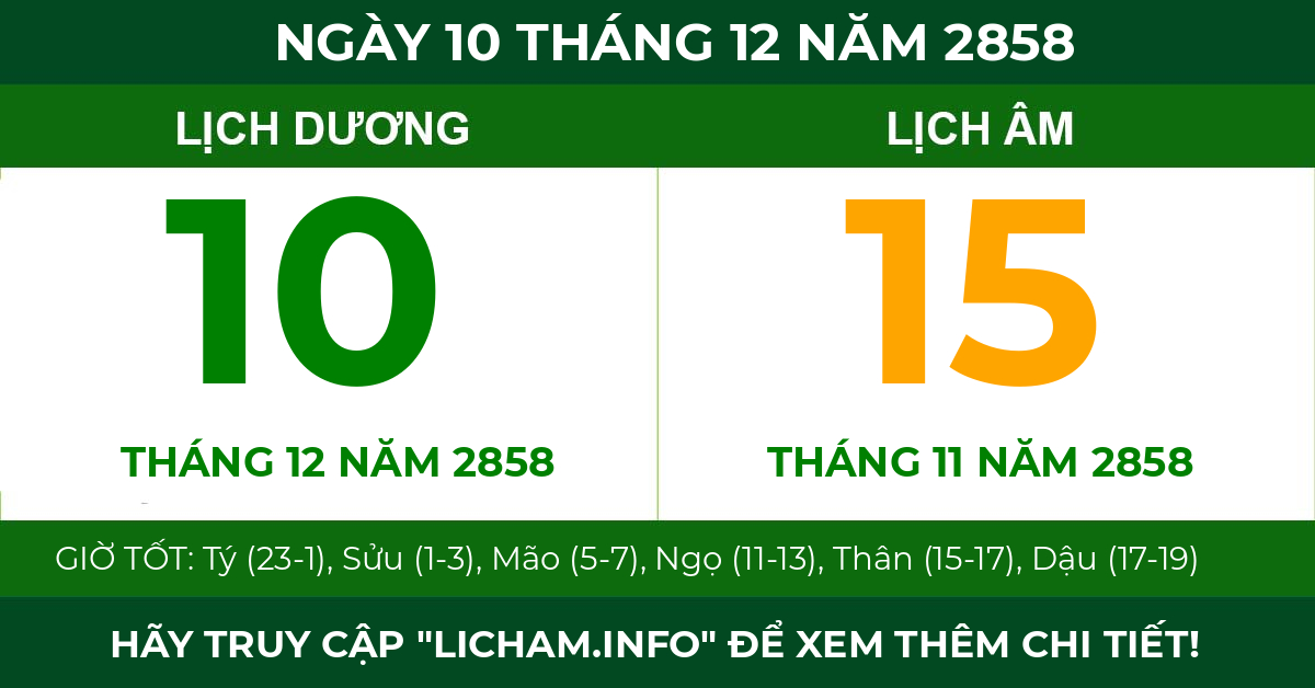 lịch âm ngày 10 tháng 12 năm 2858