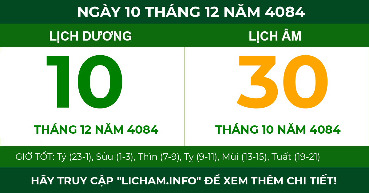 lịch âm ngày 10 tháng 12 năm 4084